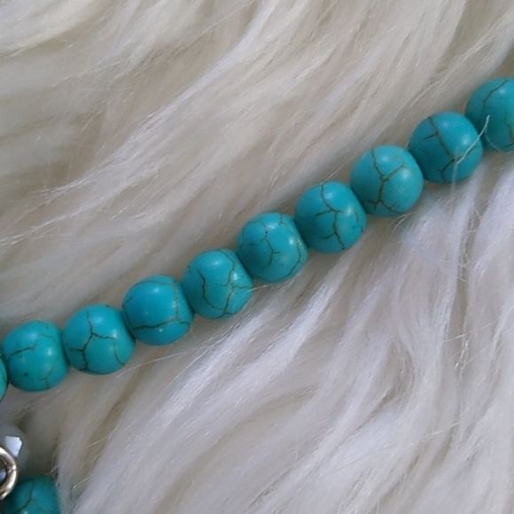 NEW Natasha Statement Necklace with Faux Turquoise Pearls and Faceted Lucite - Picture 5 of 16